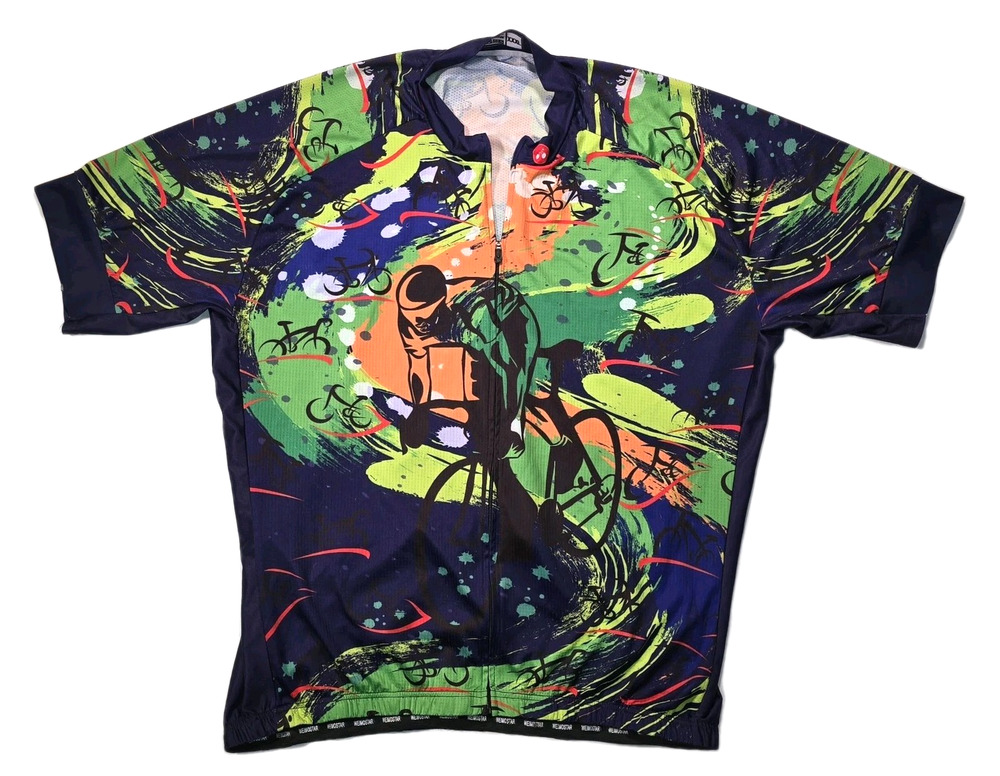 Weimostar Short Sleeve Full Zip Cycling Jersey Neon Cyclist XXXL 100% Polyester